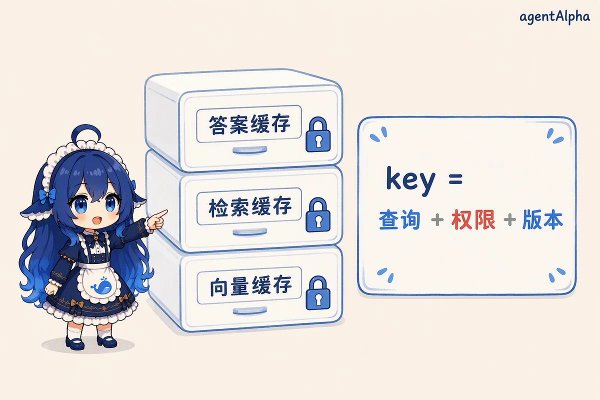 三层缓存各挂一把锁：key、版本、权限