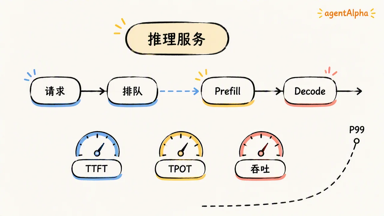 推理服务的请求、排队、Prefill、Decode 三段路径